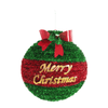 Tinsel Bauble Plaque with Laser Bow Asst