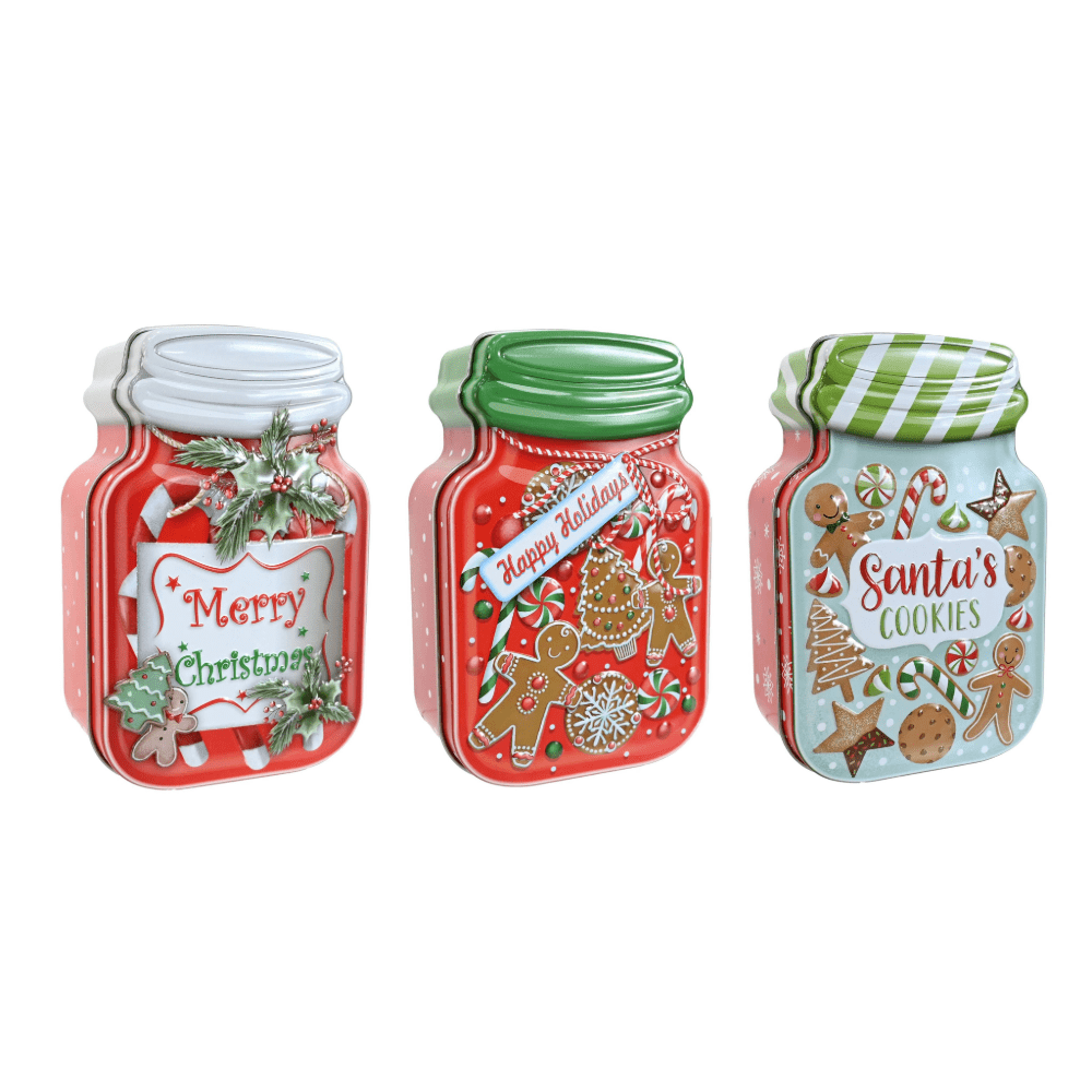 Jar Shape Cookie Tin Asst