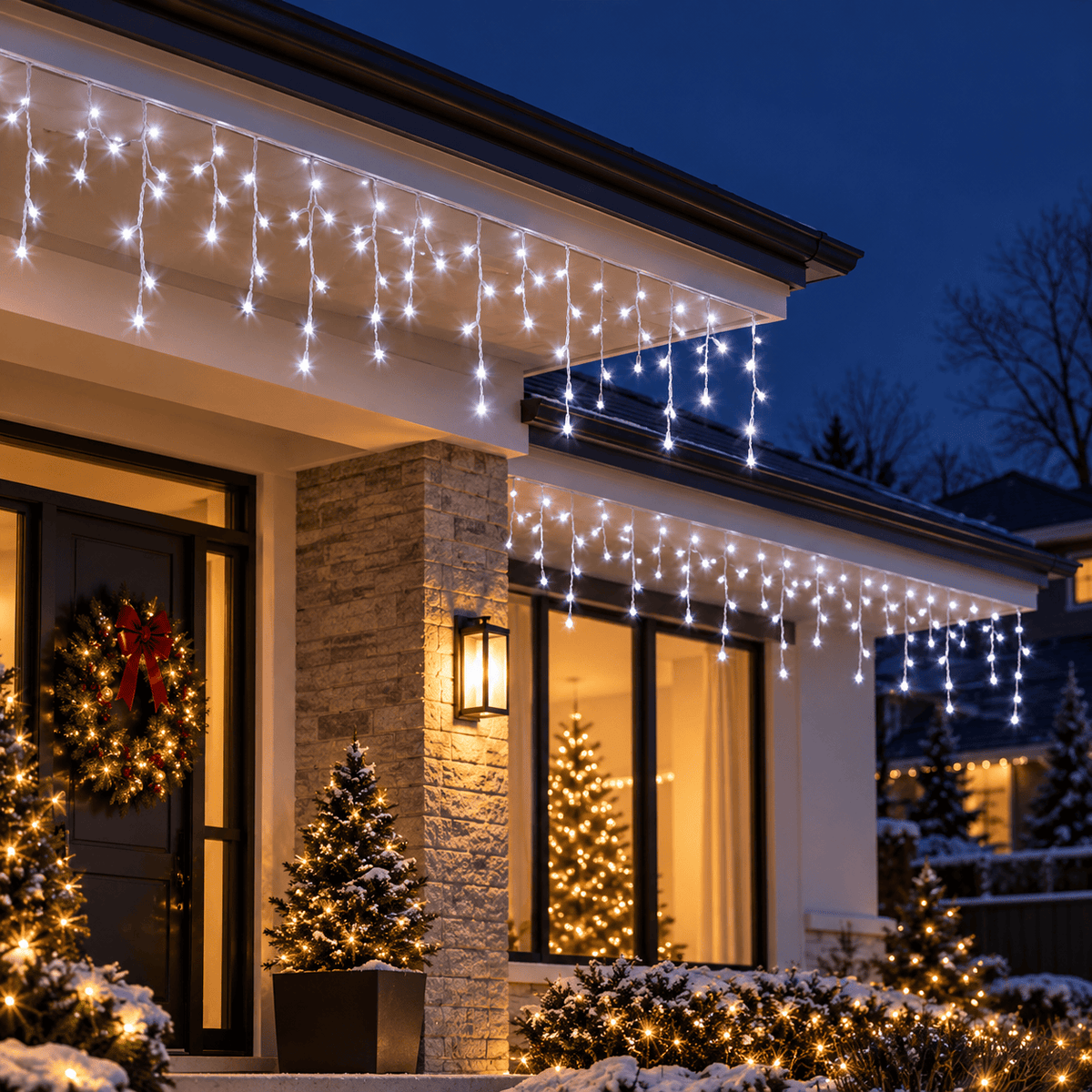 LED Cool White Snowing Icicles (350 LEDs) - View 1