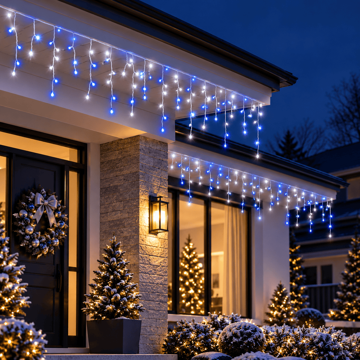 LED Cool-Blue Snowing Icicles (350 LEDs) - View 1