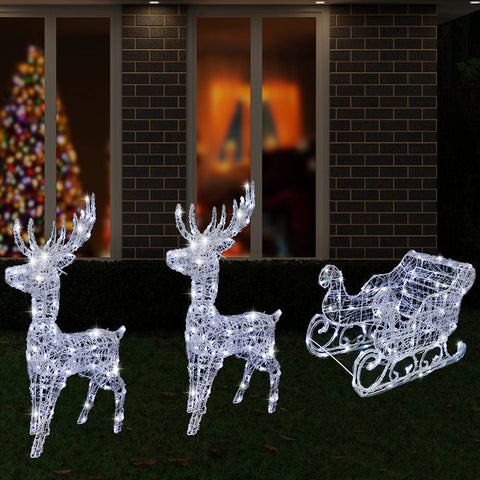 LED Twinkling Soft Spun Reindeer Sleigh