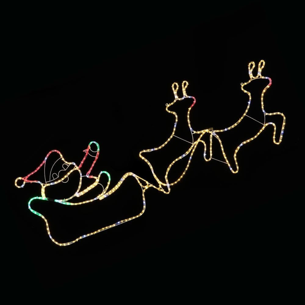 LED Ropelight Double Reindeer and Sleigh Twinkling Motif