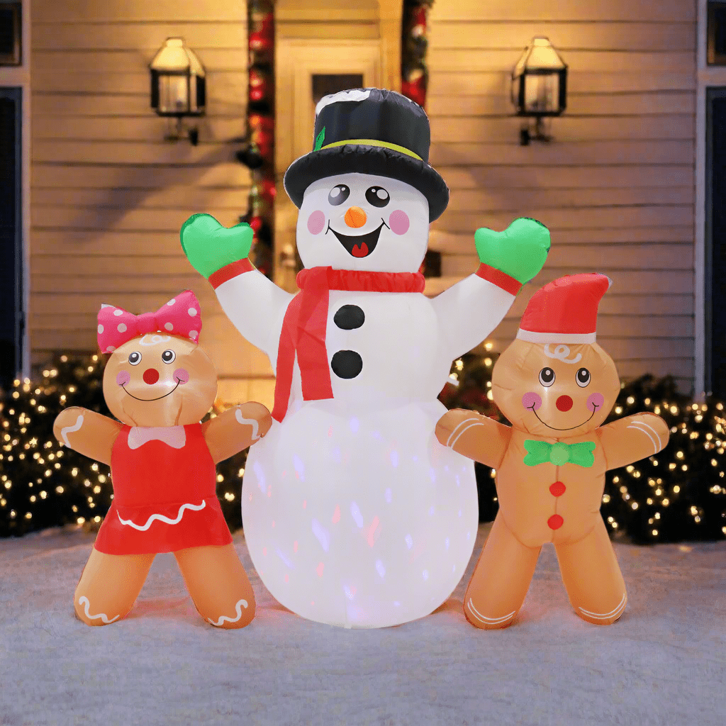 Inflatable Disco Snowman and Gingerbread Friends (2m)