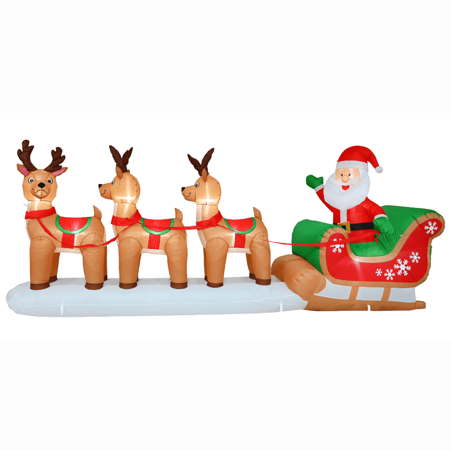 Inflatable Triple Reindeer Santa Sleigh (360cm)