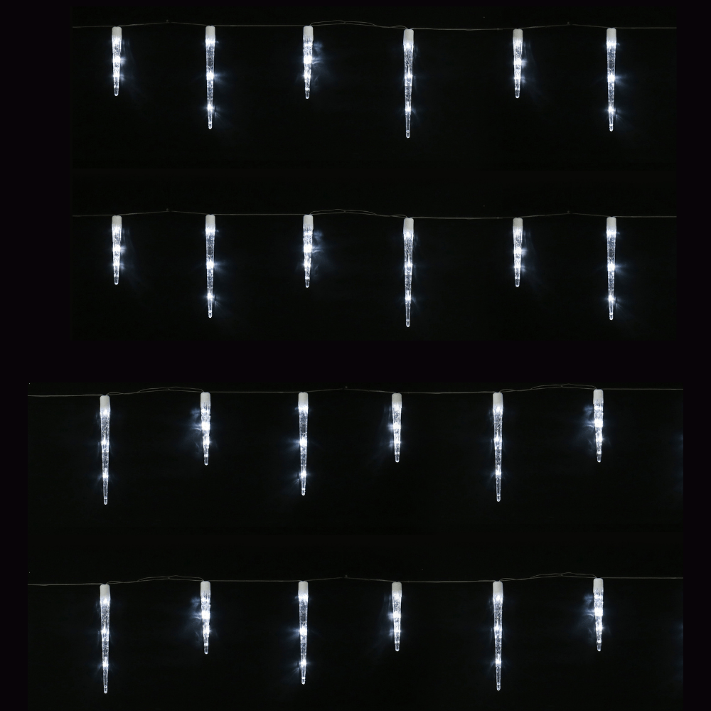 24 Strand Solar Icicle Tube Lights White
