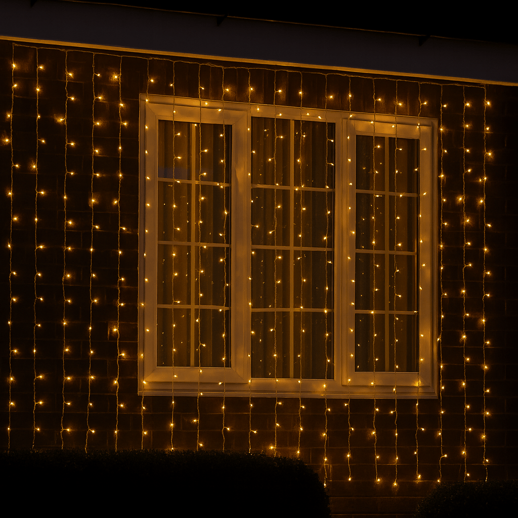 LED Twinkling Cluster Curtain Light Gold