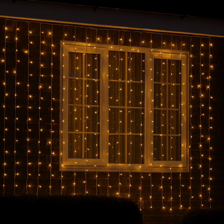 LED Twinkling Cluster Curtain Light Gold