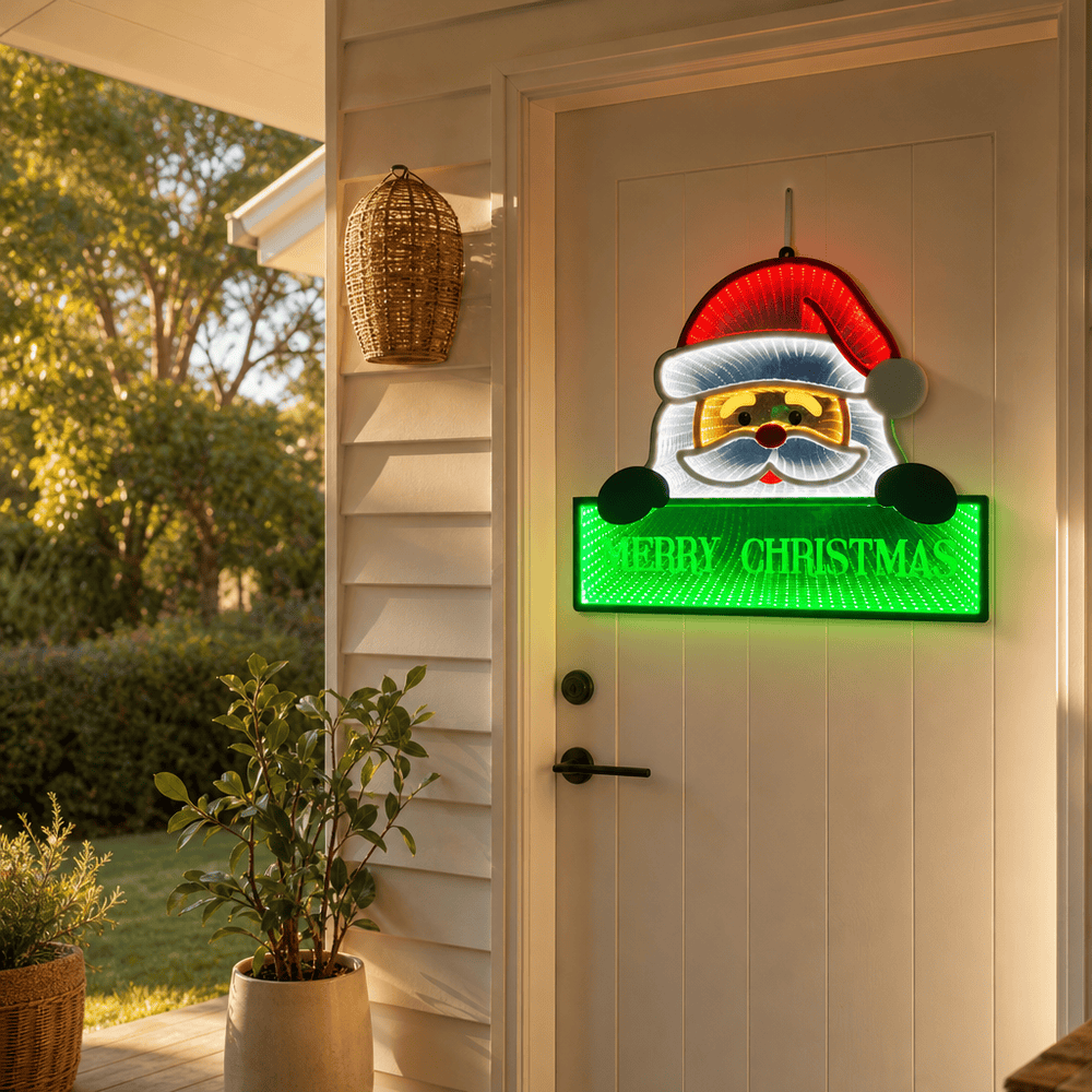 LED Infinity Merry Christmas Santa Light - lifestyle