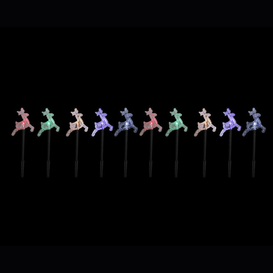 Solar LED Reindeer Path Lights Multicolour (10pk)