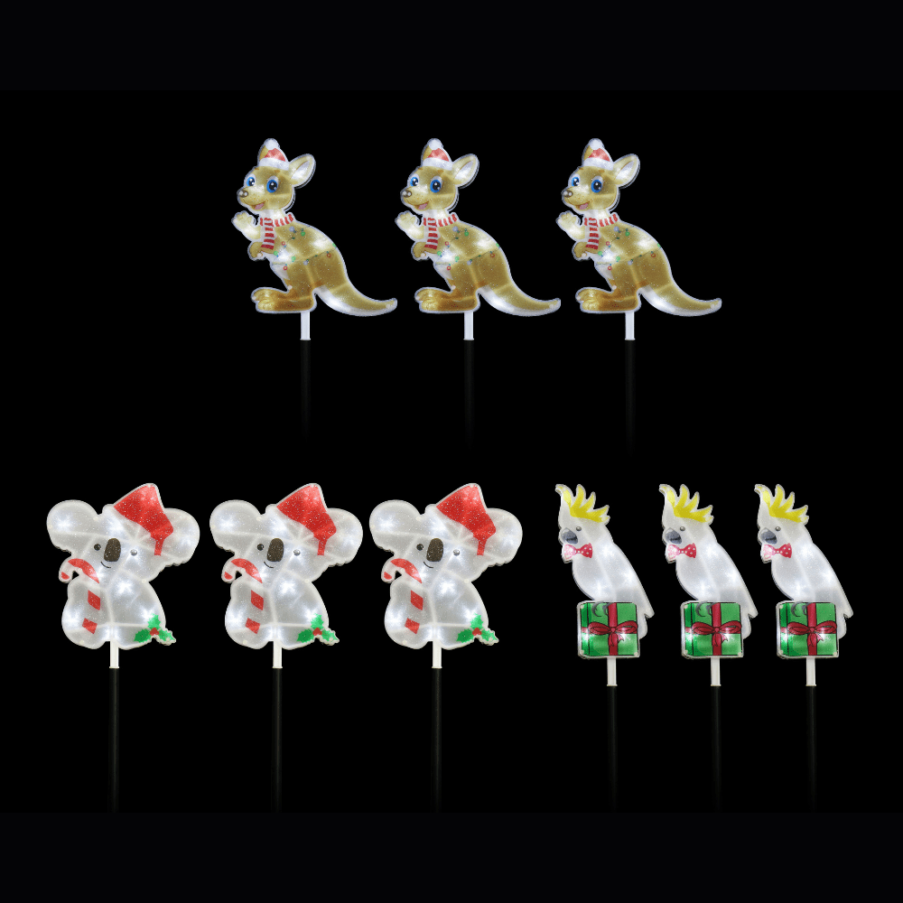 Solar Laser Path Lights Aussie 3pk Available in 3 Designs