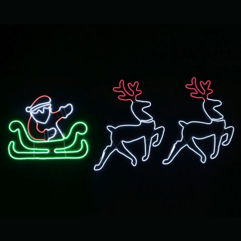 LED Neonflex Flashing Santa Deer and Sleigh