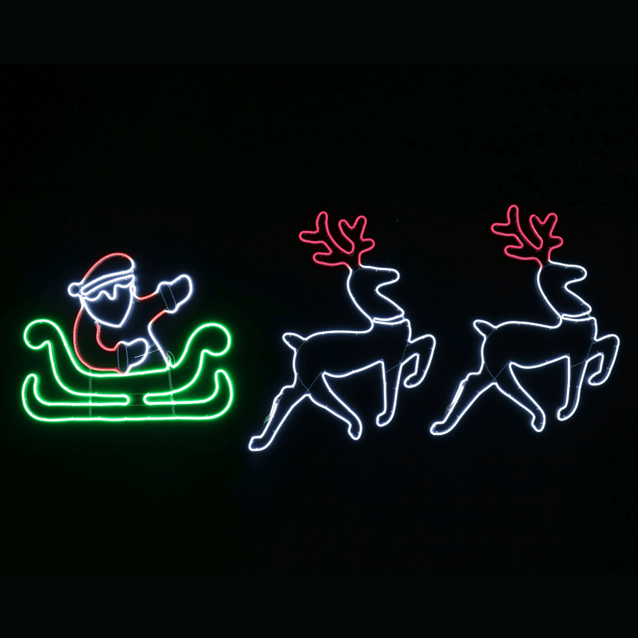LED Neonflex Flashing Santa Deer and Sleigh