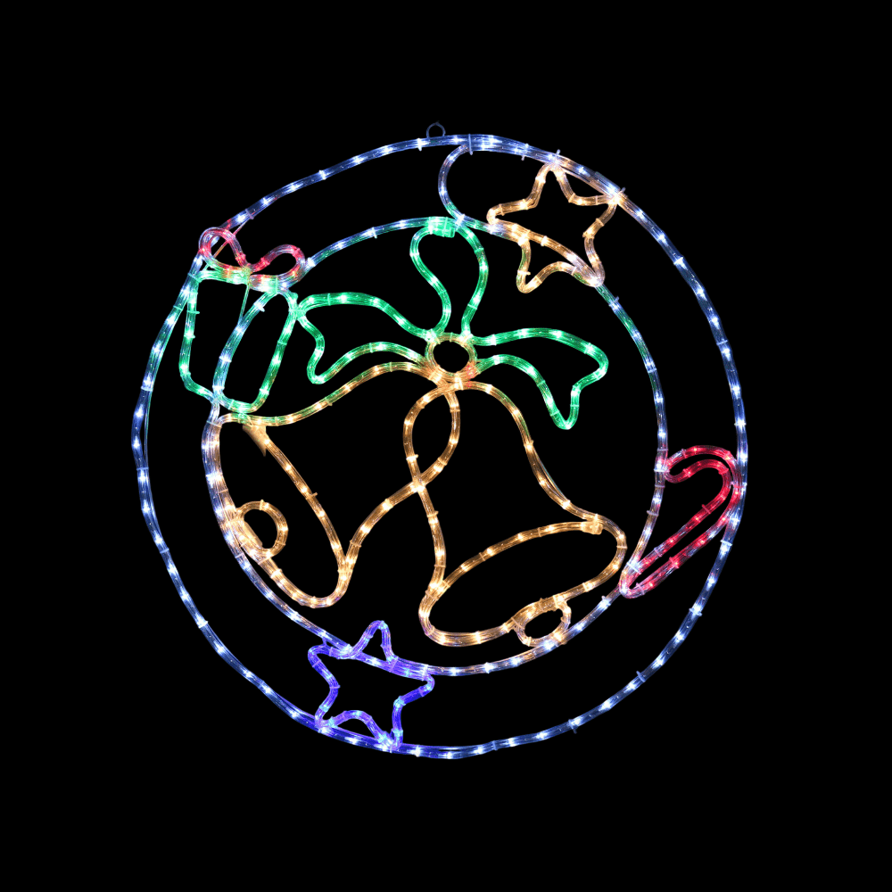 LED Ropelight Wreath with Flashing Bells (79cm)