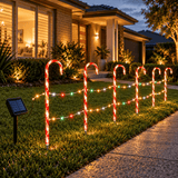 LED Solar Candy Cane Fence Multi (4.5m) 6pk