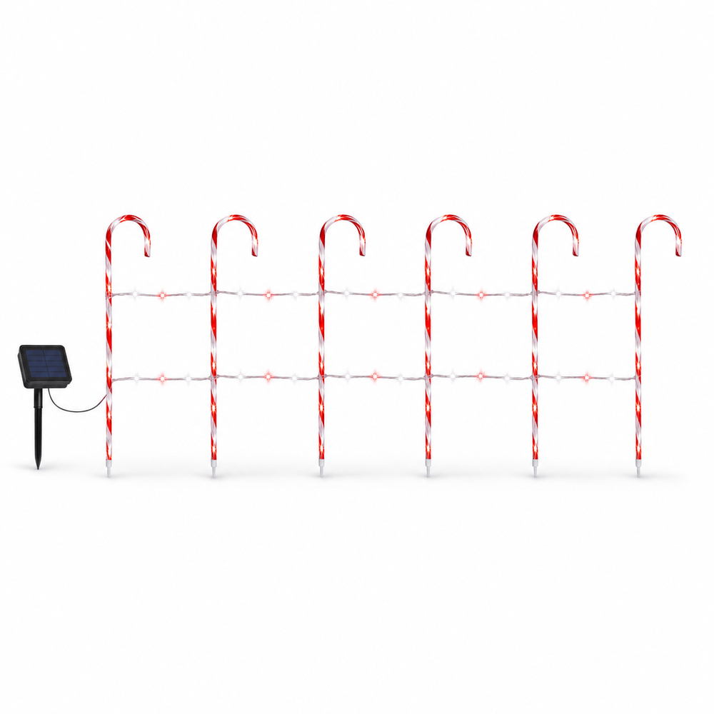LED Solar Candy Cane Fence Red and White (4.5m) 6pk