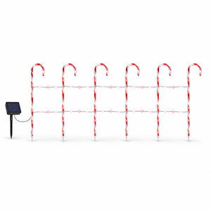 LED Solar Candy Cane Fence Red and White (4.5m) 6pk
