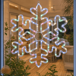 LED Solar Flashing Snowflake Motif Multicolour (53cm x 53cm) - View 1