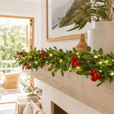 LED Battery Operated Lit Holly Berry Garland (3m)