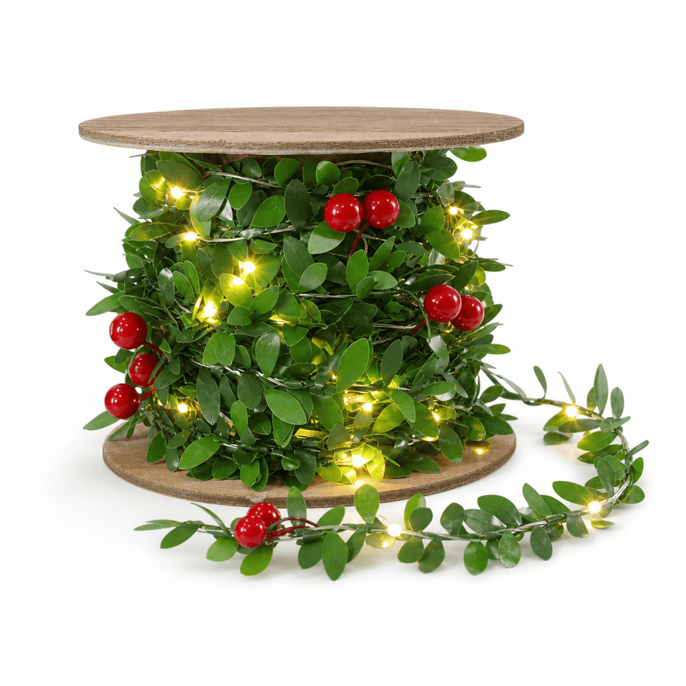 LED Battery Operated Lit Holly Berry Garland (3m)