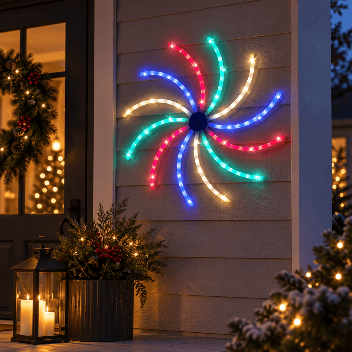 LED Stunning Flashing Spiral Motif (56cm) - View 1
