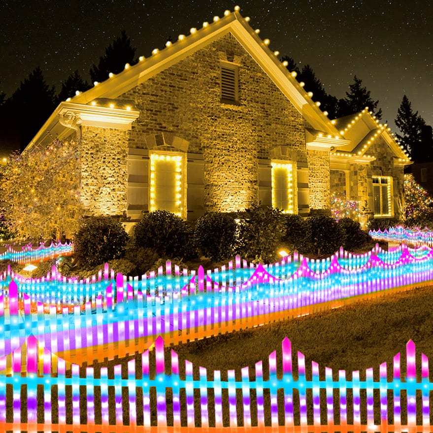LED Picket Fence Carnival 264cm x 28cm 8 Pack