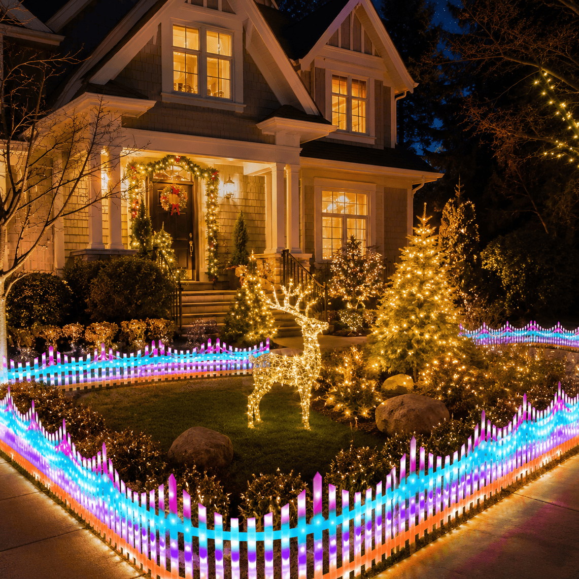 LED Picket Fence Carnival 264cm x 28cm 8 Pack