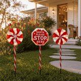 LED Jumbo Stop Sign with Lollipops Path Lights (82cm) 3pk