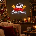 LED Neonflex Merry Christmas with Antlers (20cm x 39cm) Asst