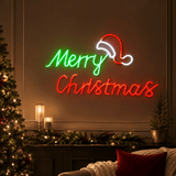LED Neonflex Merry Christmas with Hat (39cm x 78cm)