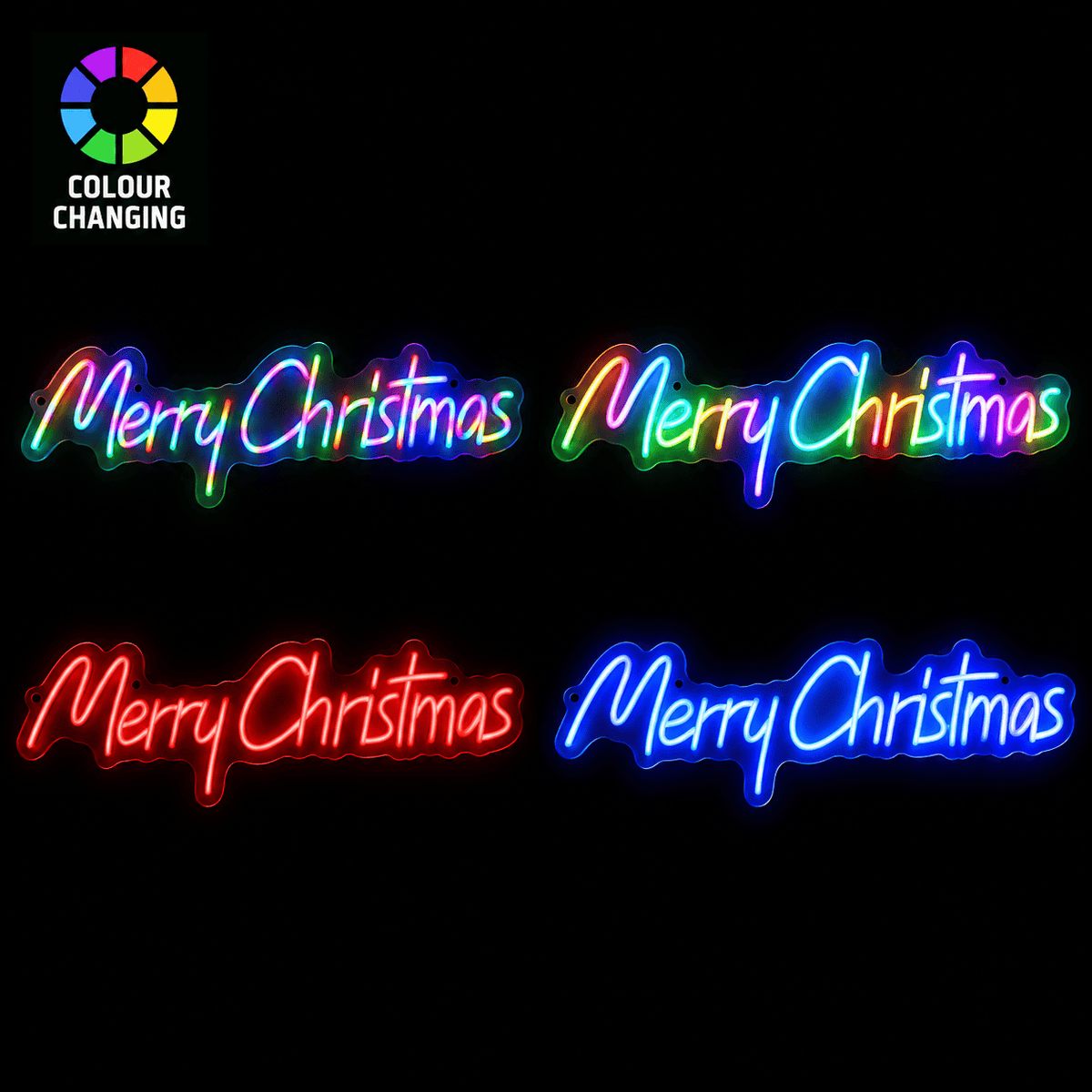 LED Neonflex Colour Change Merry Christmas (16cm x 60cm)