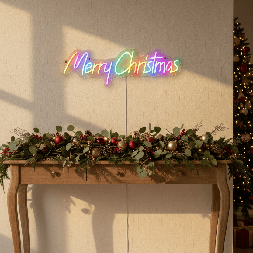 LED Neonflex Colour Change Merry Christmas (16cm x 60cm)