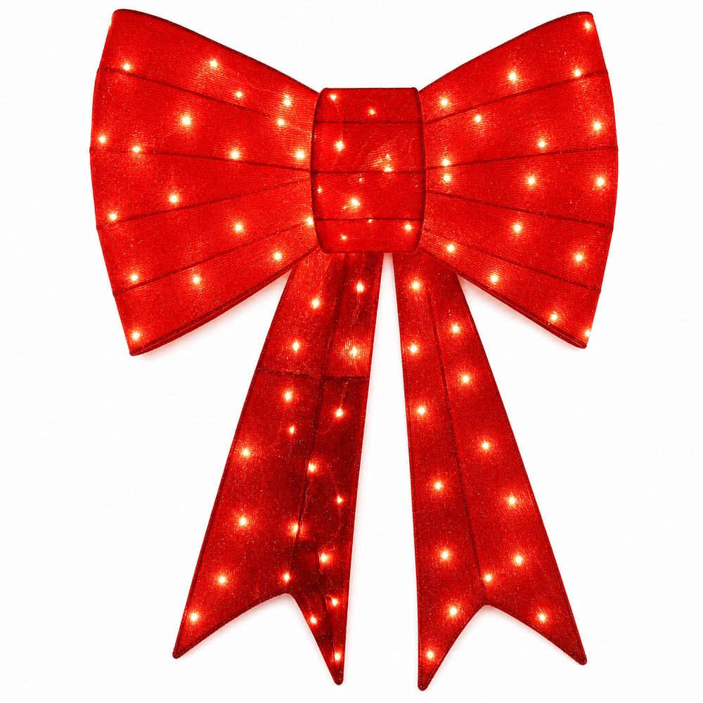 LED Glitter Thread Red Bow Motif (100cm x 70cm)