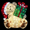 LED Glitter Mesh Teddy Bear with Present Motif Warm White
