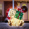 LED Glitter Mesh Teddy Bear with Present Motif Warm White