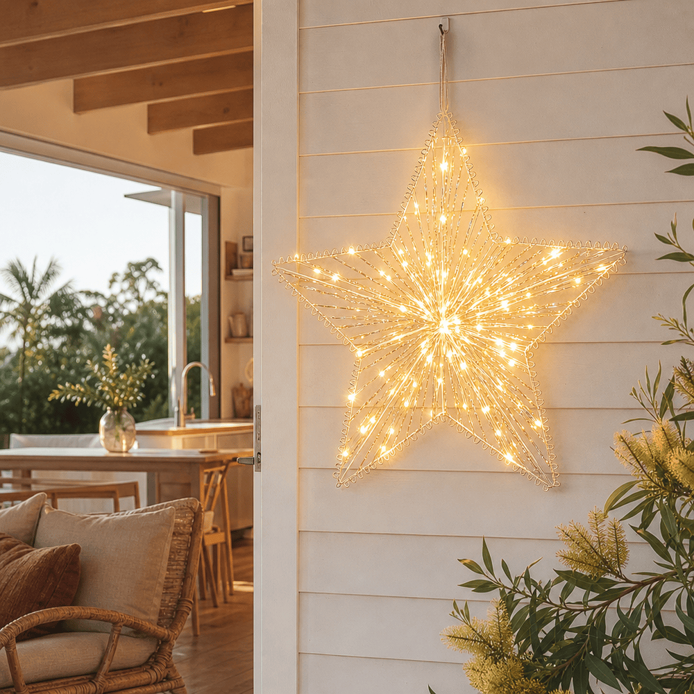 LED Metallic Hanging Striped Star Motif