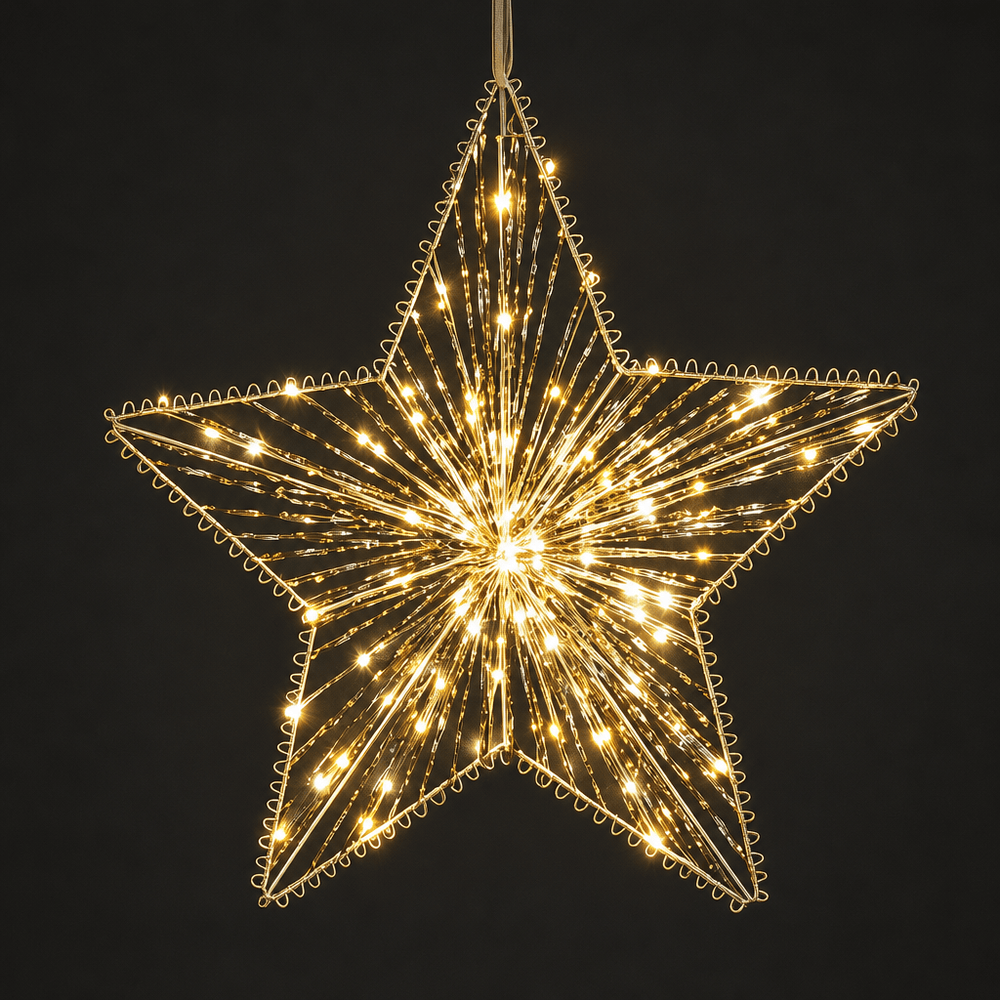 LED Metallic Hanging Striped Star Motif