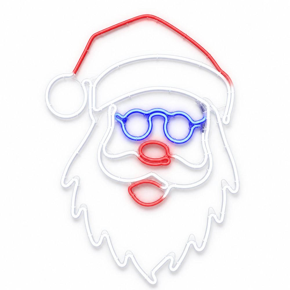 LED Neonflex Santa Face with Flashing Glasses (64cm)