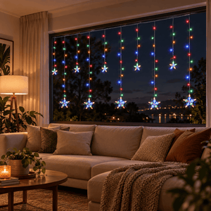 LED Stars Curtain Light Warm White - View 1