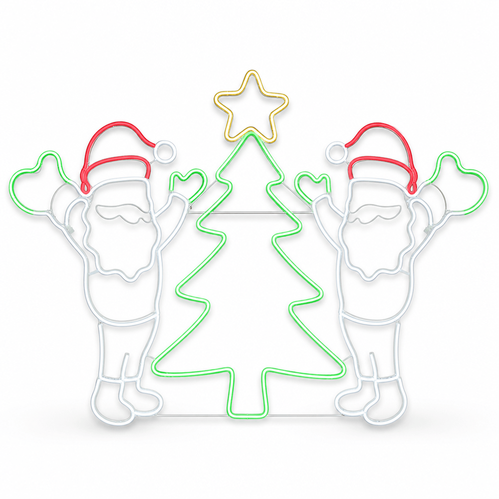 LED Neonflex Light Tree Flashing/Waving Santa (92cm x 101cm)