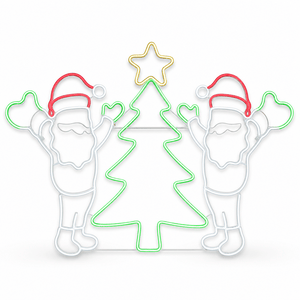 LED Neonflex Light Tree Flashing/Waving Santa (92cm x 101cm)