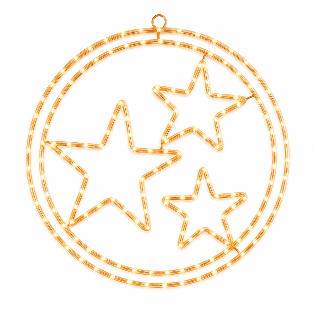 LED Double Rings Stars Twinkling Motif (52cm)