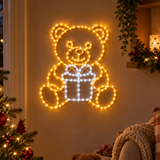 LED Acrylic Bear and Present Motif (42cm)