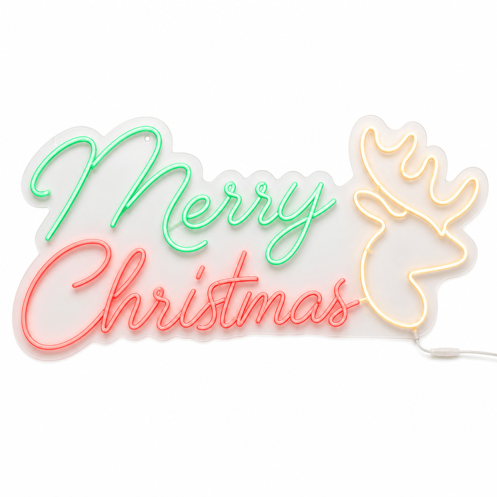 LED Neonflex Merry Christmas Reindeer (100cm x 51cm)