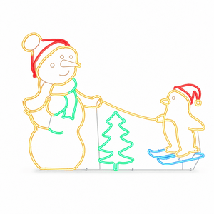LED Neonflex Snowman and Penguin (100cm x 72cm)
