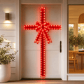 LED Tinsel Door Bow with Sash Warm White