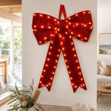 LED 3D Red Tinsel Bow (60cm)