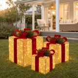 LED Gold and Burgundy Presents (3pc)