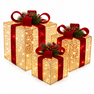 LED Gold and Burgundy Presents (3pc)