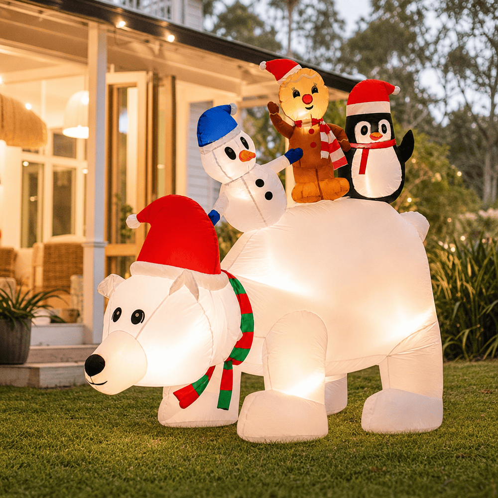 Inflatable Animated Polar Bear and Friends (218cm)