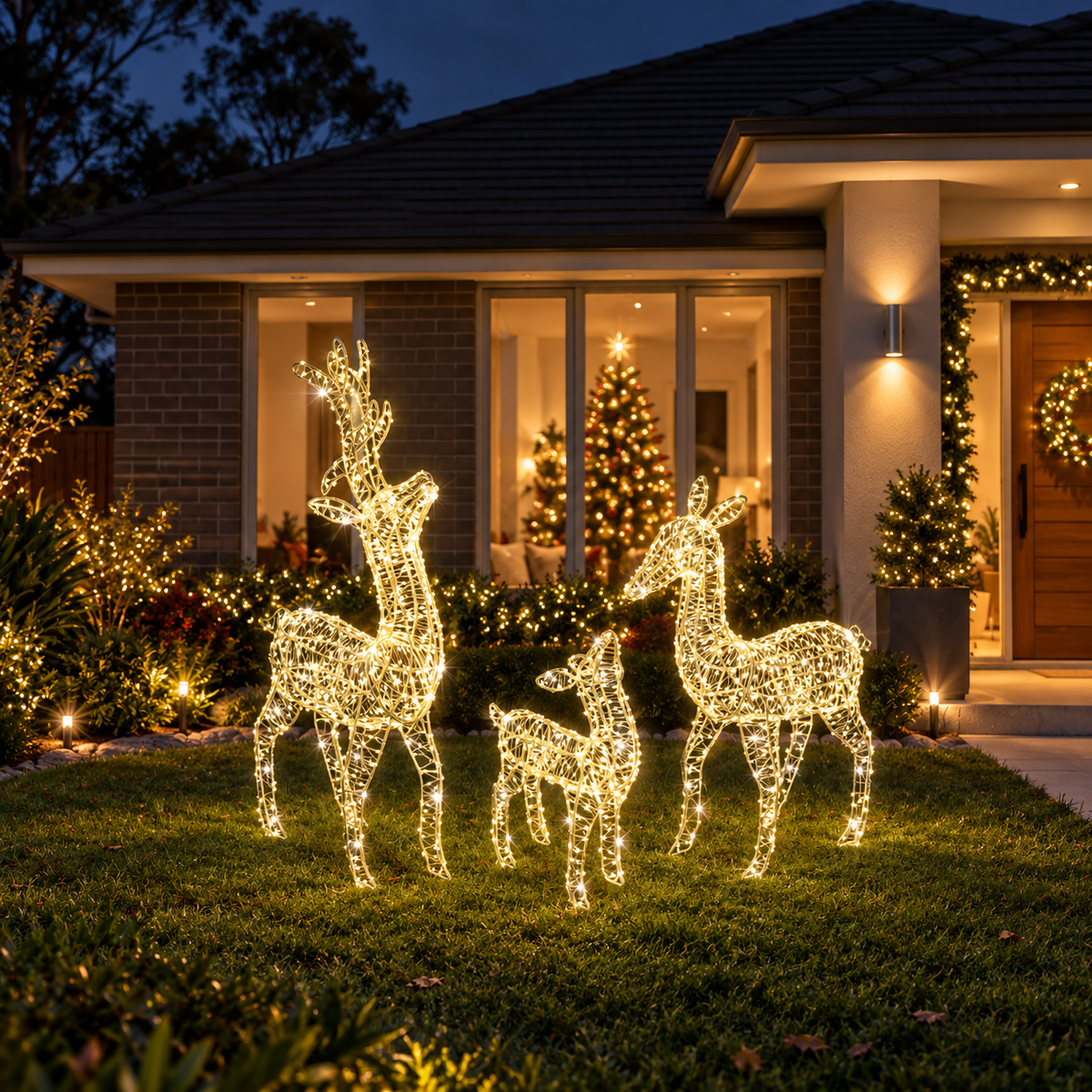 LED Twinkling Reindeer Family (3pc)